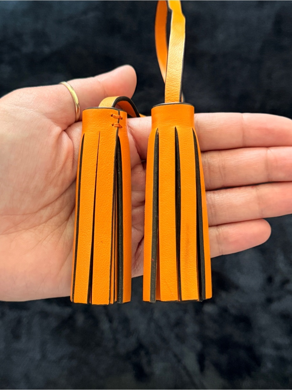 Coach Orange Leather Tassel Key / Card Holder Set